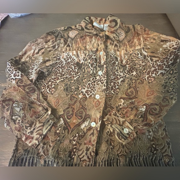 Alfred Dunner Sheer Animal Leopard Print Jacket Size 6P - Picture 11 of 13